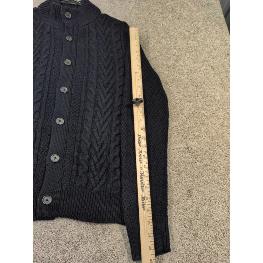 Banana Republic Mens Navy Blue Cable Knit Button‎ Front Cardigan Sweater Size M